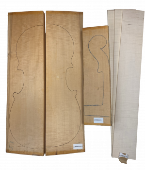 Set Back, Sides and Neck plank Curly Maple for Cello Unique Piece #013